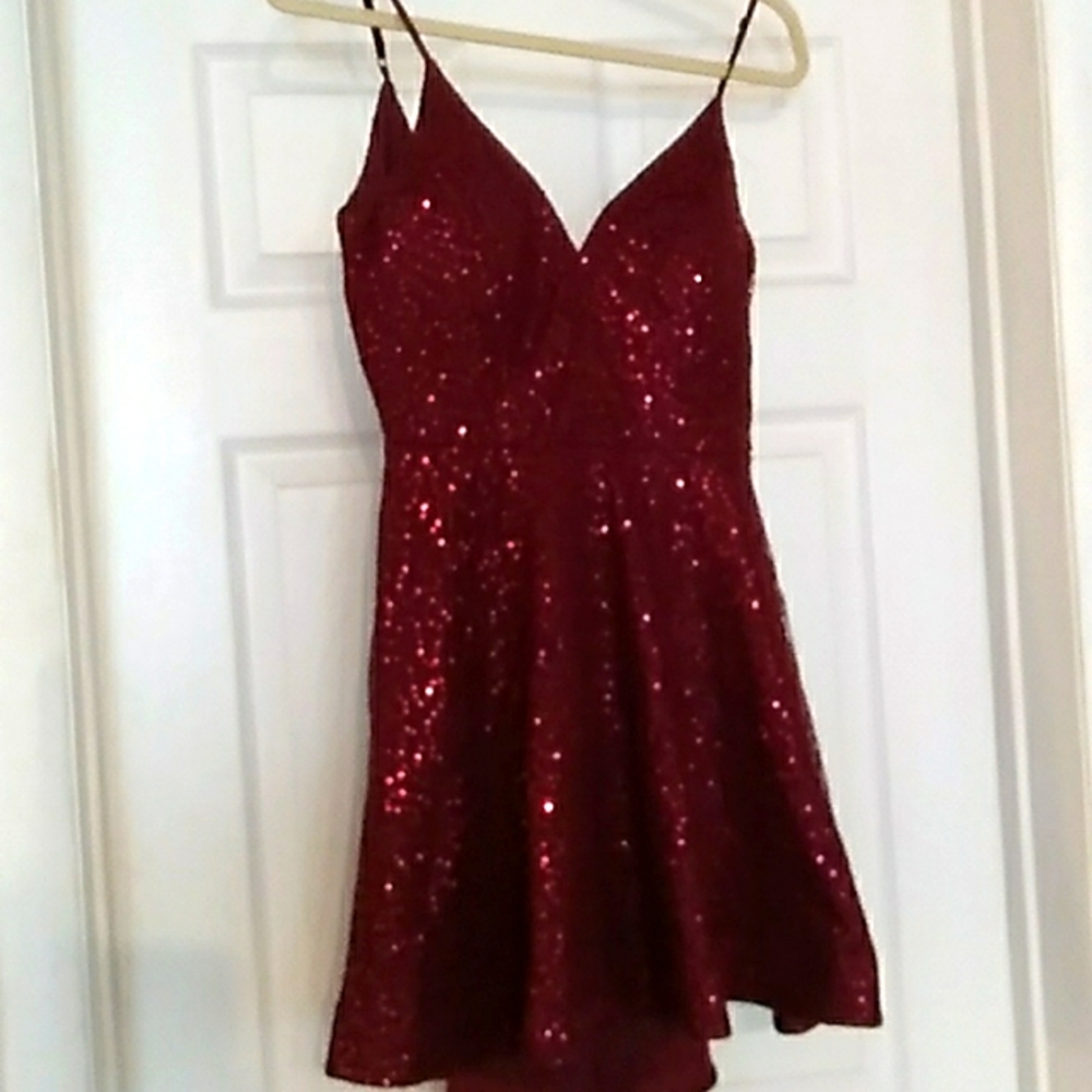 Sparkly burghandy formal dress